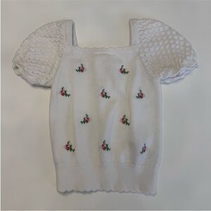 Janie and Jack White and Pink Butterfly Blouse